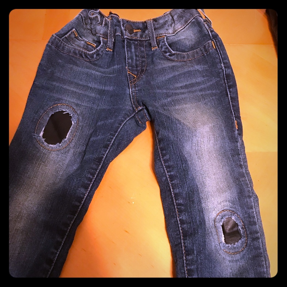 Girls true religion jeans leather patches
